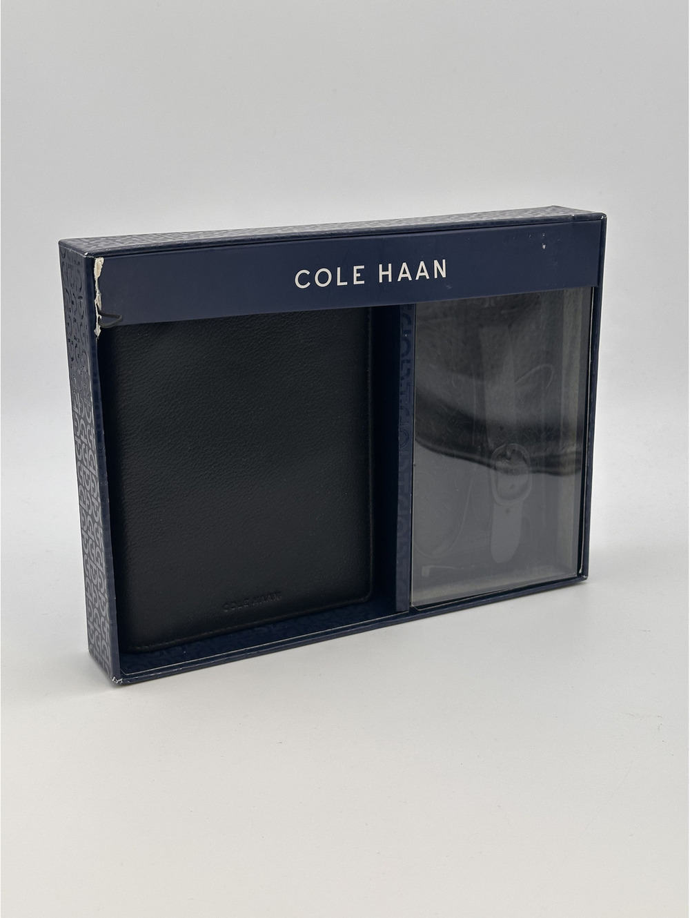 Cole Haan Men's Black Leather Wallet and Money Clip Gift Set